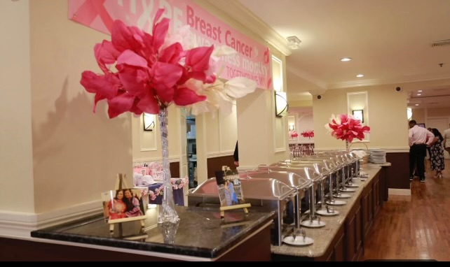 Pink floral buffet decor