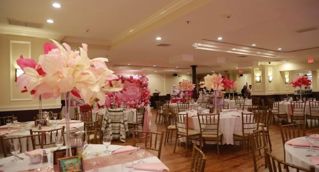 Room view with pink & ivory florals